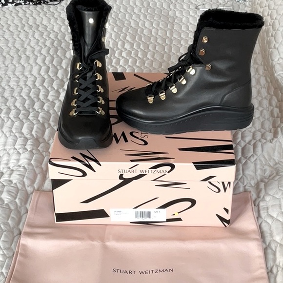 Stuart Weitzman shearling lined leather boots - Picture 1 of 4